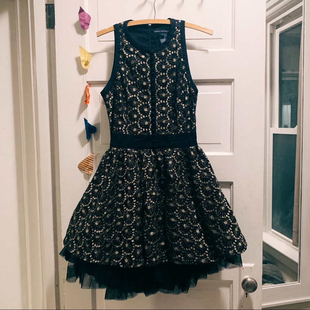 French Connection Gold Party Dress